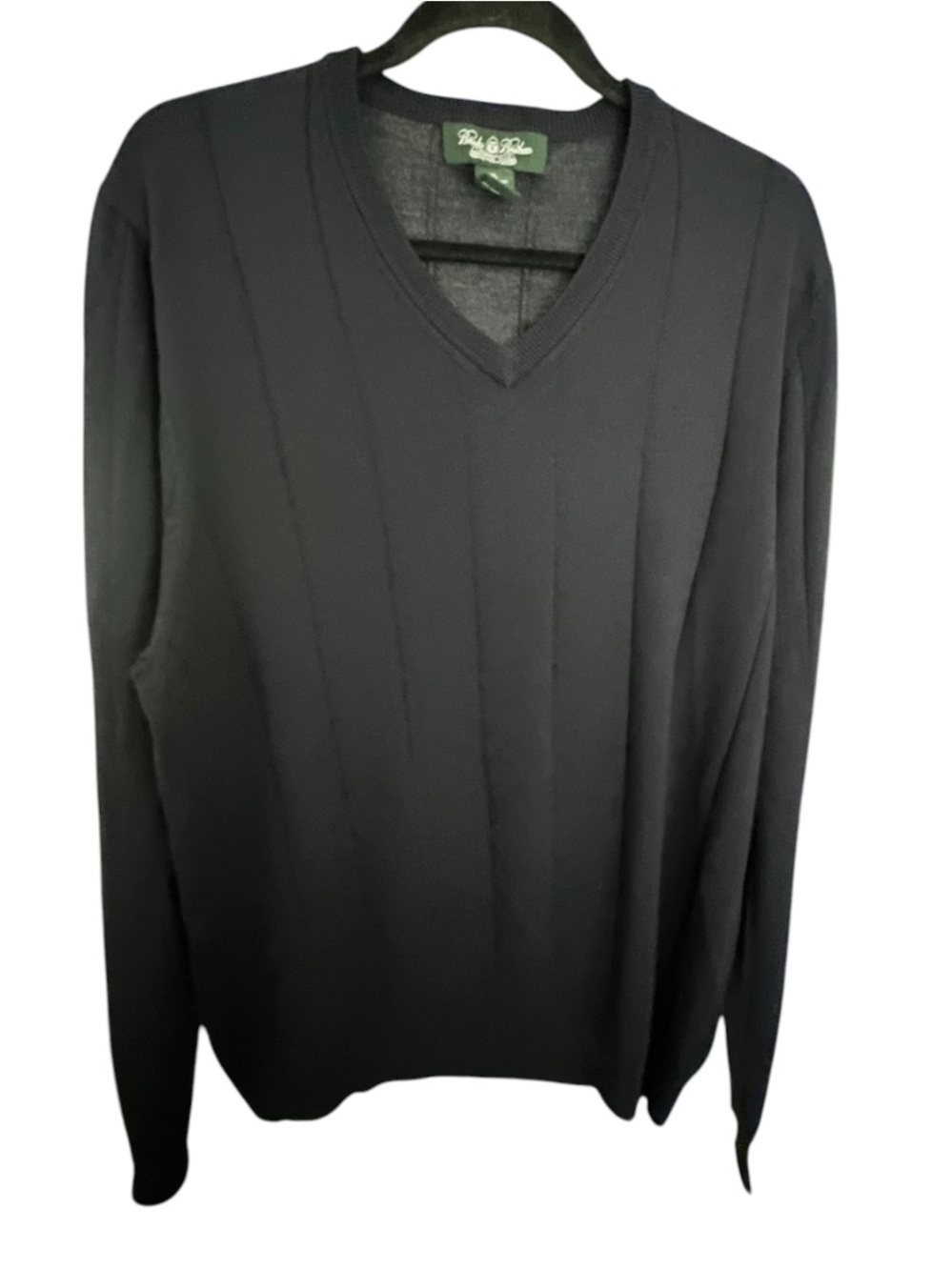 Brooks Brothers Country Club Merino Wool Silk Black Ribbed Sweater Hong Kong XL